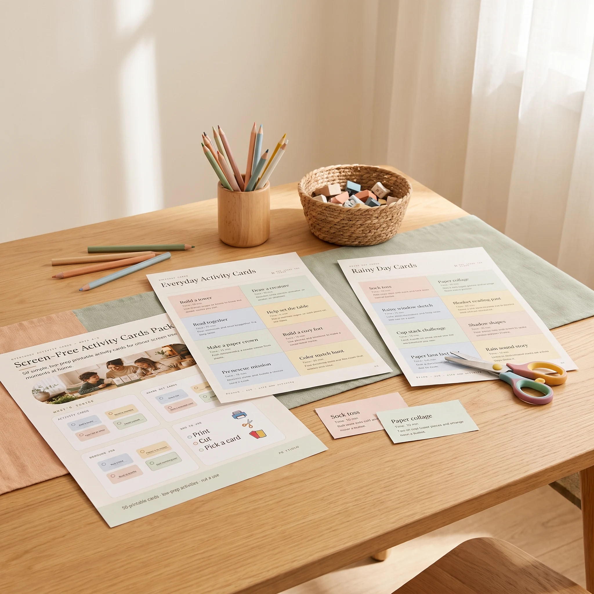 Preview of the Activity cards printable
