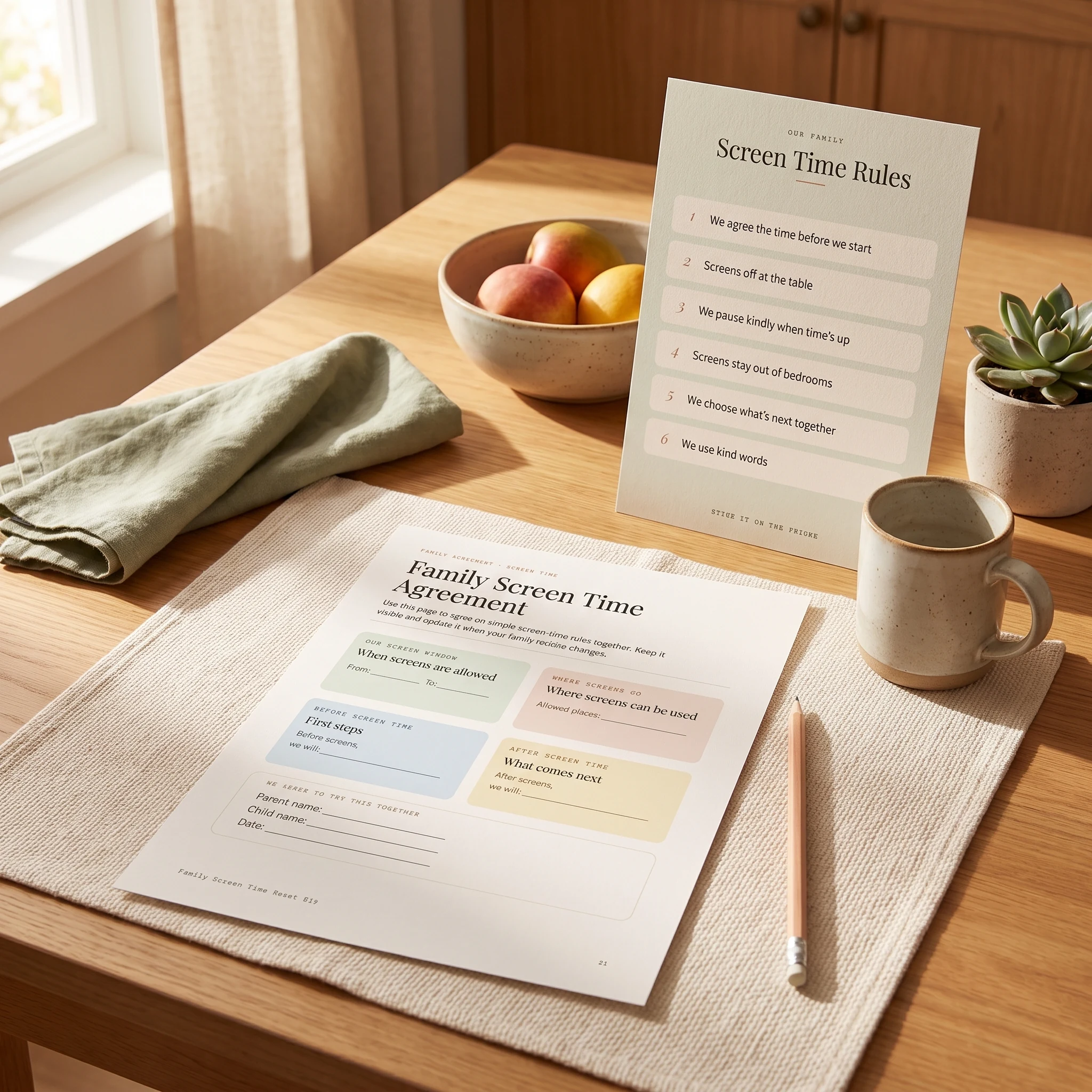 Preview of the Family Agreement printable