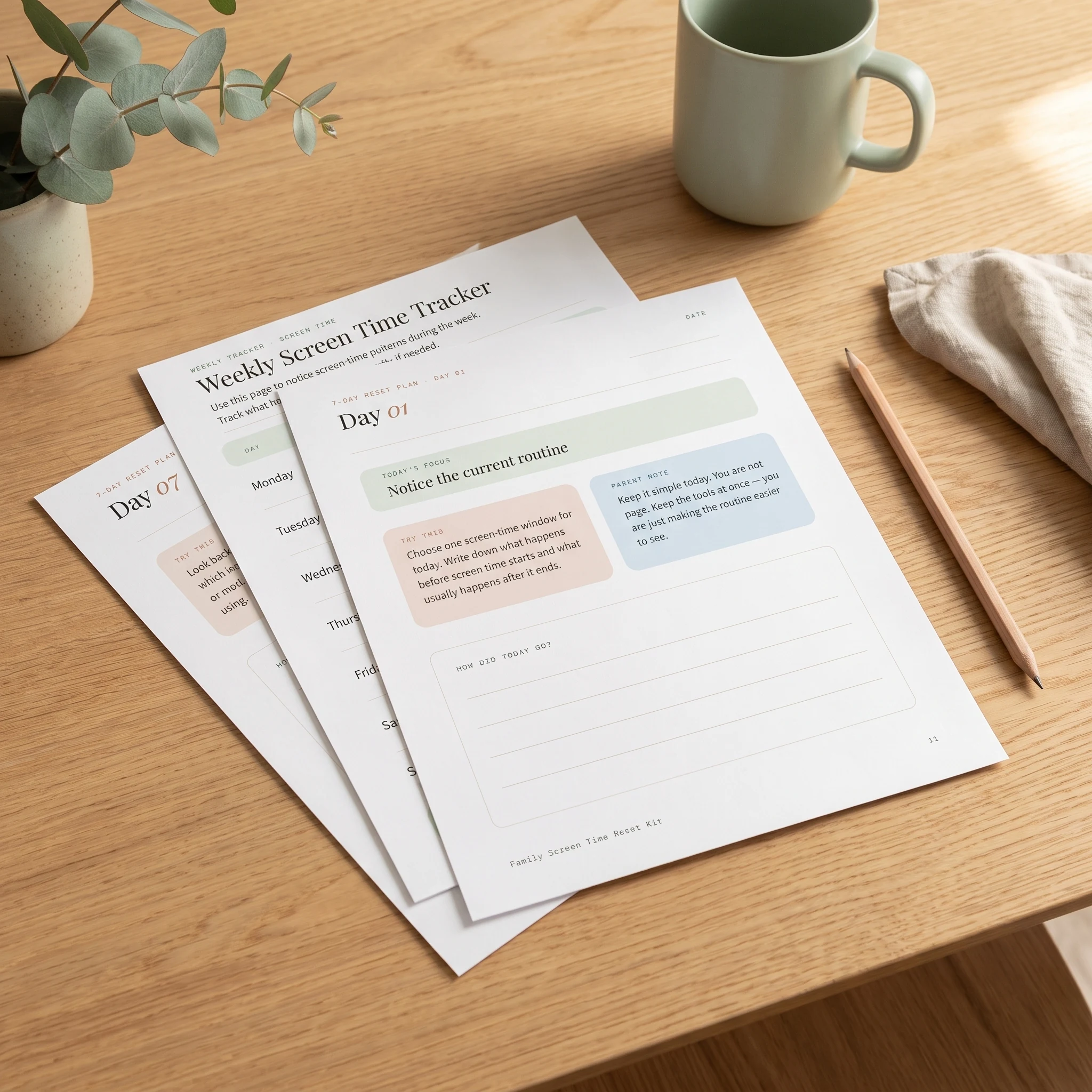 Preview of the 7-Day Reset Plan printable