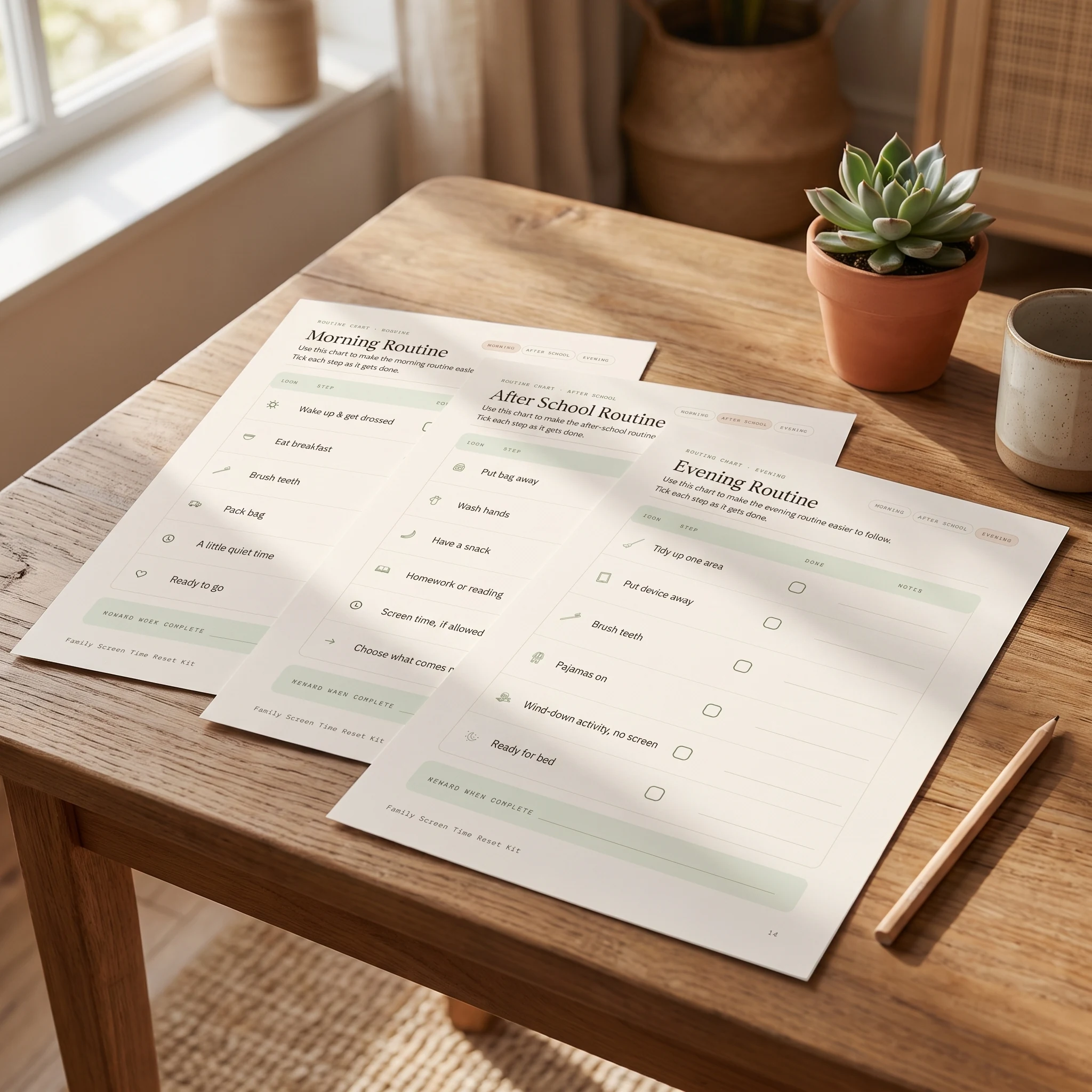 Preview of the Routine charts printable